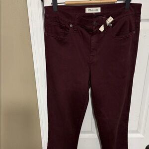 Madewell 9” High Riser Skinny Deep Burgundy Size 29